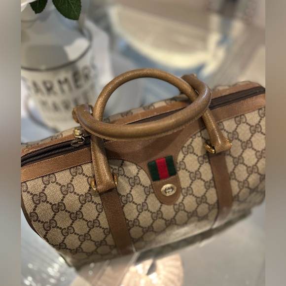 Authentic Gucci Boston Satchel Bag Brown Monogram Coated Canvas - Picture 8 of 16